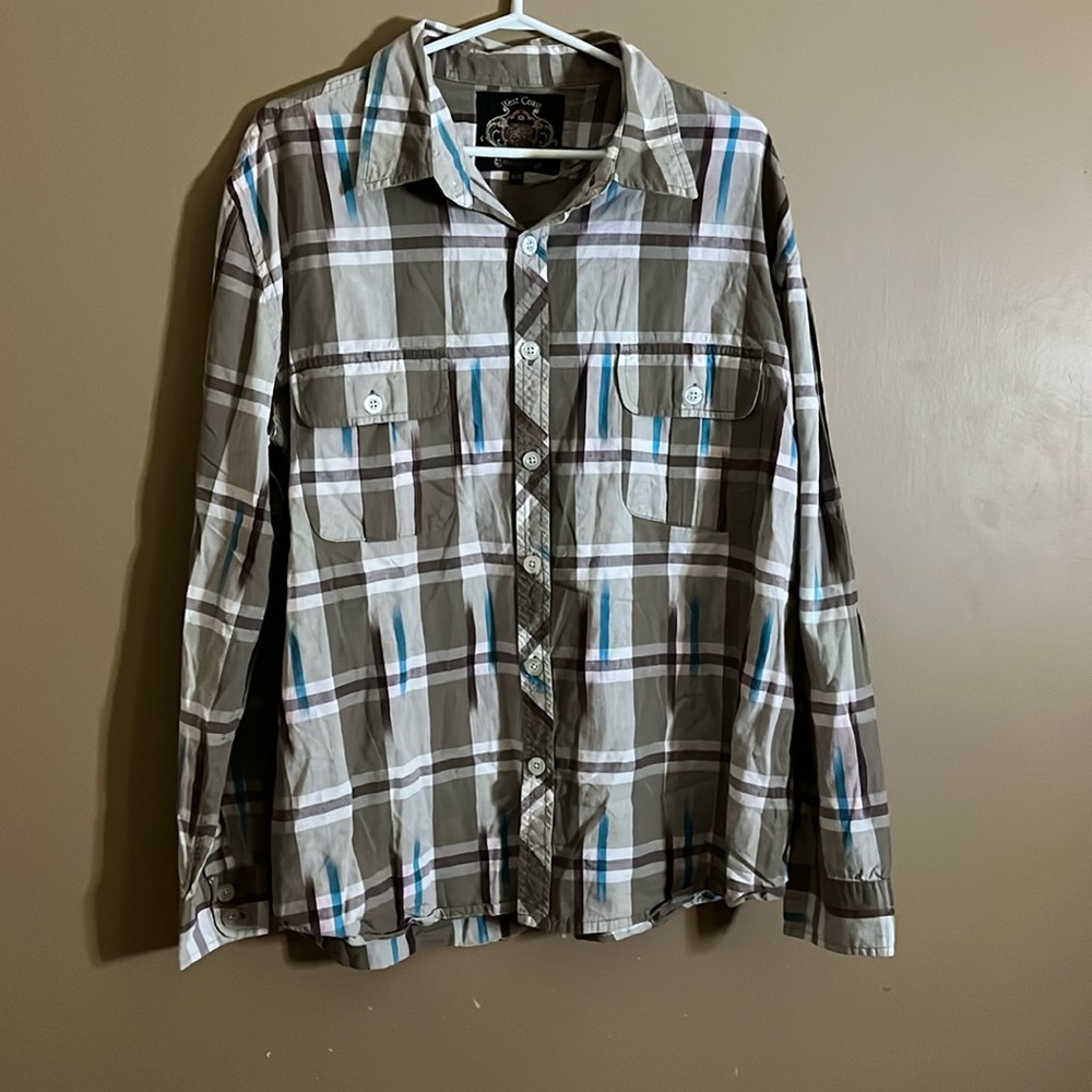 😄Patterned long sleeve dress shirt buttons l2